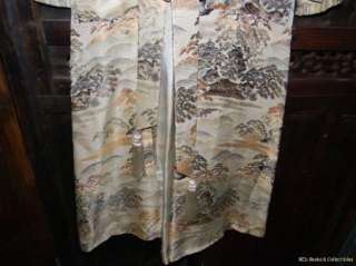 Vintage Silk Kimono with Landscape Motif & Tassled Obi Asaya Yokosuka 