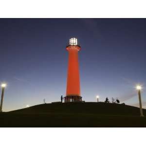 California, Long Beach, Shoreline Village Lighthouse, Evening, USA 