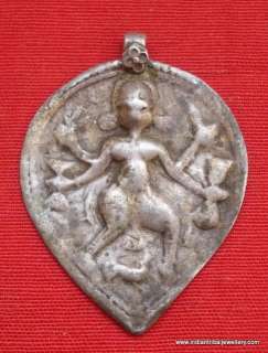 ancient tribal old silver god shiva amulet yoni pendant hindu india 