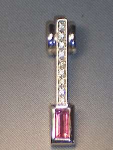   GOLD PINK TOURMALINE PENDANT WITH DIAMOND ACCENTS FOR OMEGA NECKLACE