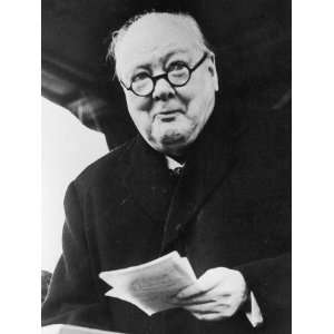 Winston Churchill British Prime Minister in Later Life Reading a 
