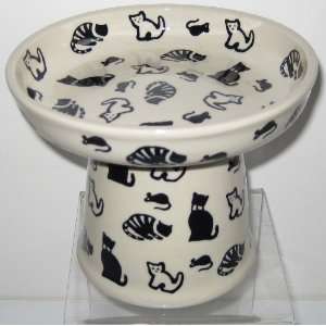  Pottery Raised Cat Dog Stoneware Wet Canned Fresh Food Dish Bowl 