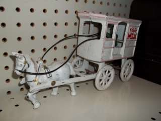 Vintage Cast Iron Horse Buggy Milk Cart & Driver  
