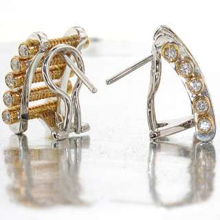 HOT* 18K Cable Rose & White Gold Diamond Earrings  