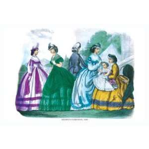  Godeys Fashions for July 1865 24x36 Giclee