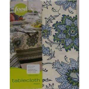  Food Network Marsanne Blue Floral Ribbed Tablecloth Fabric 