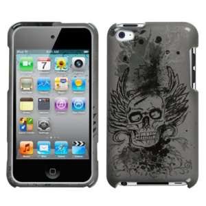 iPod Touch 4th Gen   HARD CASE COVER GREY BLACK SKULL  