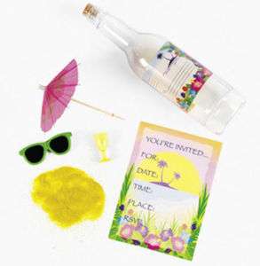 24 Luau Invitations in a Bottle Pool Beach Party Supply  