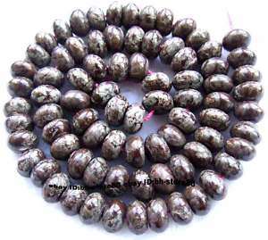4x6mm snowflake obsidian Jasper Roundel Beads 15  