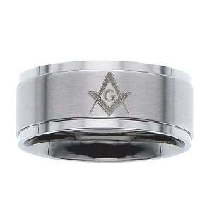   10mm Stainless Steel Masonic Freemason Mason Blue Lodge Ring (Size 12