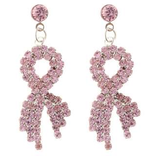 Pink Ribbon Breast Cancer Awareness Jewelry Crystal Rhinestone Charm 
