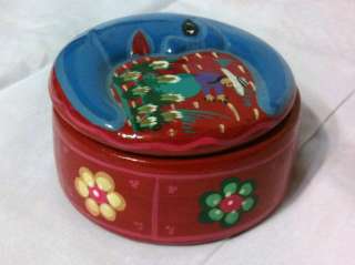 Mexican Jewelry Box Trinket Handpainted Ceramic Case  