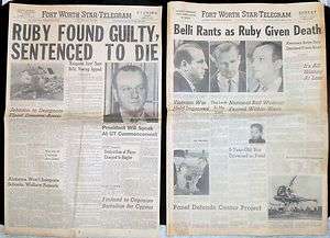   Ruby Guilty Fort Worth TX Newspapers JFK Lee Harvey Oswald Not repros