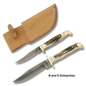 FOX n HOUND DAMASCUS Twin Set STAG knife/knives NIB  