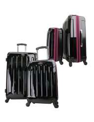 Swiss Case 28 BLACK/PURPLE 4 Wheel Hard Suitcase + FREE Carry on 20 