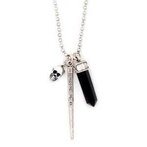 Chan Luu Unisex Onyx Necklace with Sterling Silver Charms