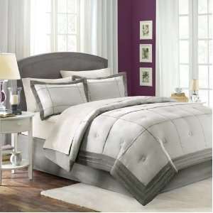  4pc Gray Contemporary Queen Comforter Set