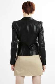   Face Womens New Tailored Leather Strong Shoulder Blazer Jacket  