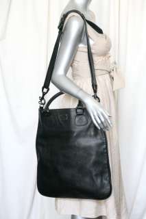 BURBERRY Black Leather Tall Messenger/Tote Bag Handbag  