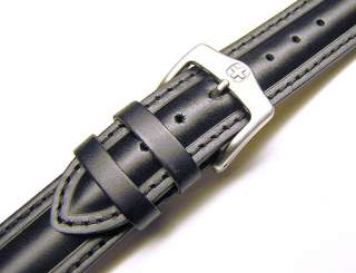 19mm 20mm Wenger Black Leather Watch Band Strap  