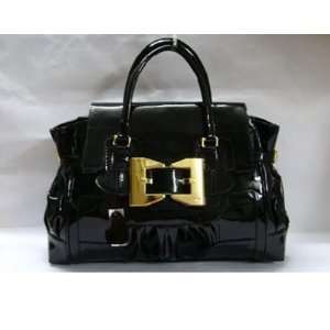  GUCCI LARGE HOBO IN BLACK PATENT LEATHER AND GOLD BOW 