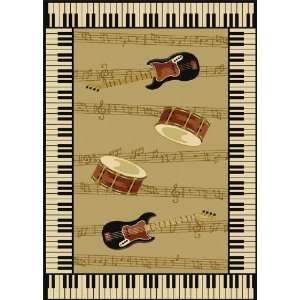   Beige Drum & Guitar 43 x 55 Childs Rug KI011 150