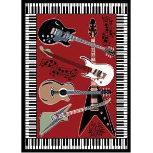   Red 3 Feet 7 Inch by 5 Feet 3 Piano/Guitar Area Rug