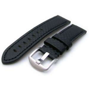  Carbon Fiber Watch Band 22mm DS Black Stitching 