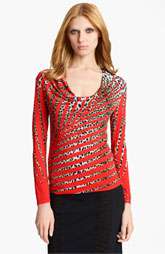 Blumarine Animal Stripe Cowl Neck Top $665.00