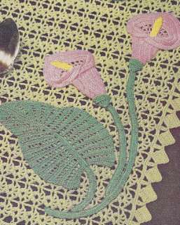 Vintage Crochet Pattern Doily Calla Lily Motif Applique  