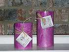 Pillar Candle Set ~ 2 Magenta Color Patchouli eo Candles 3x4 1/2, 3x6 