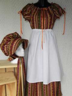   Pioneer Colonial Prairie Costume Dress Bonnet Child 12 14 Little House