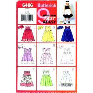  Butterick 6486 Sewing Pattern Toddler Girls Dress & Hat 