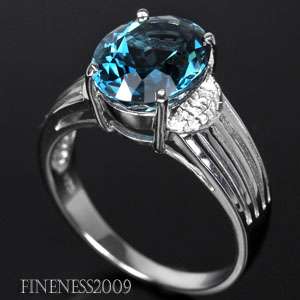   REAL OVAL PORTUGUESE TOP LONDON BLUE TOPAZ SAPPHIRE 925SILVER RING7.25