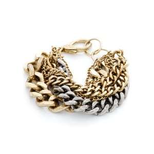 Janis Savitt   Gold and Steel Multichain Bracelet