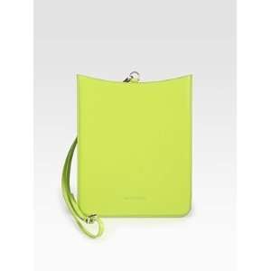 Jil Sander Leather Holder with Strap For iPad   Acid Green