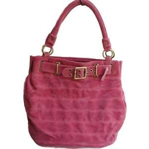 Striped Soft Suedelike Belted Hobo Western Shoulder Handbag in Pink