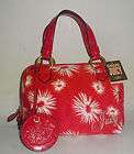 NEW JUICY COUTURE HANDBAG RED VELOUR MADGE DOME SATCHEL DAISY FLOWERS 