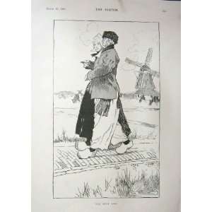  The Sketch 1901 The First Tiff Windmill Anitique Print 