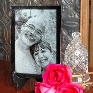 Granite Image Memorial Plaque with Display Stand   