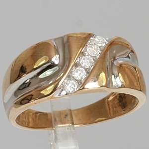 Estate 10K Yellow Gold Mens .15 CTW Genuine Diamond Ring SI   H  