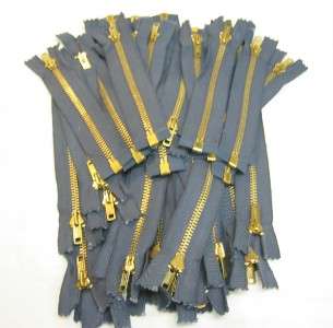 50 pc   6 Med. Blue Metal Brass Separating Zipper Lot Jacket Clothing 