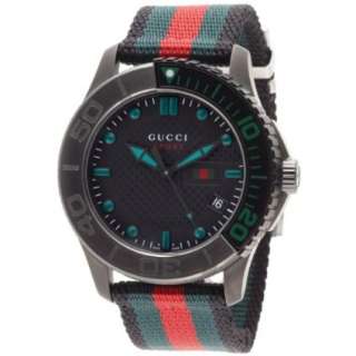 Gucci Mens YA126229 G Timeless Dive Black Dial Nylon Strap Watch 