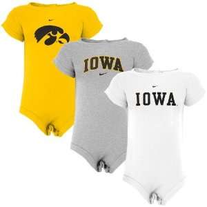Nike Iowa Hawkeyes Infant Gold, White & Ash 3 Pack Romper Set  