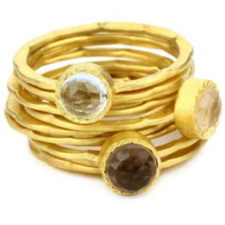 Kevia Genevieve Rose Cut Stone and Pounded Band Stacking Rings 