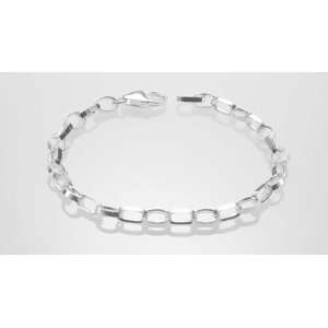  Italian Sterling Silver Rhodium Finish Rolo Chain Bracelet 