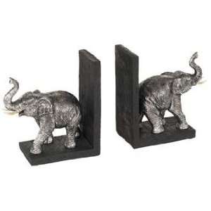  Silver and Ivory Elephant Bookends