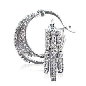 Prong Set 1.20Ct Antique Diamond Jewelry 14Kt White Gold Hoops Huggie 