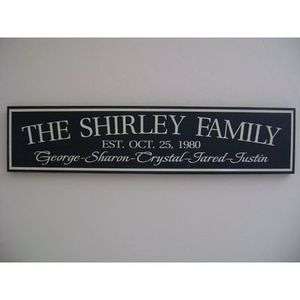Custom Family Name and Date Sign   First names included  
