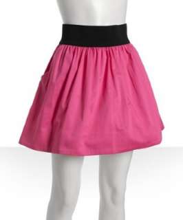 Necessary Objects hot pink stretch cotton elastic banded skirt 